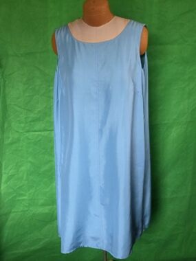 100% Silk Liz Claiborne ELISABETH  Reversible Blue Sleeveless Dress Size 18